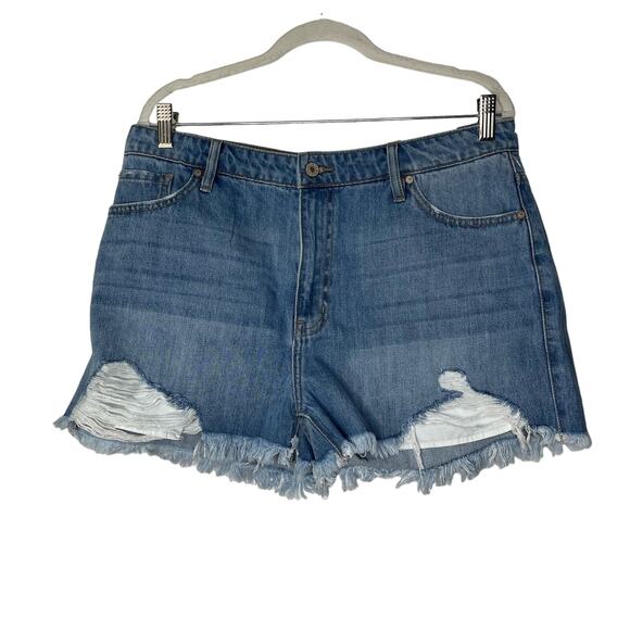 New Kancan Denim Shorts Women's Size 30 High Rise Distressed - Picture 1 of 7